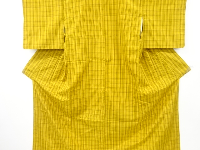 JAPANESE KIMONO / ANTIQUE KIMONO / SILK / YONEZAWA TSUMUGI / WOVEN GRID